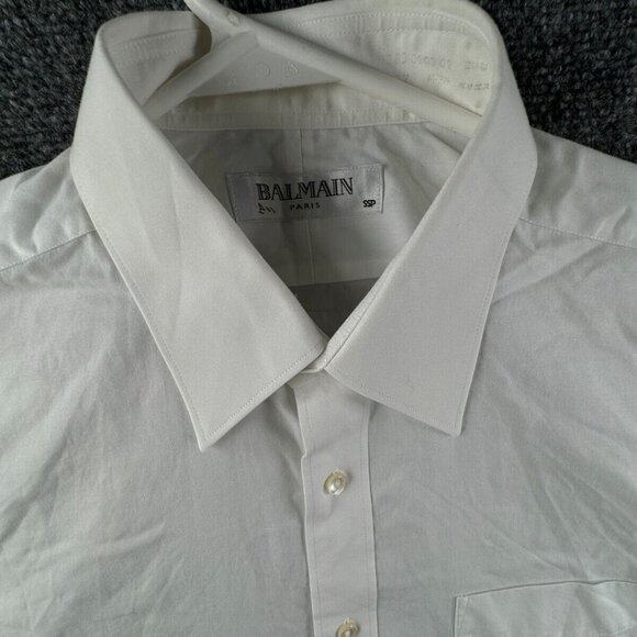 Balmain Paris SSP Button Up Long Sleeve White Shirt Cotton Blend Size 40-78 - Picture 7 of 16